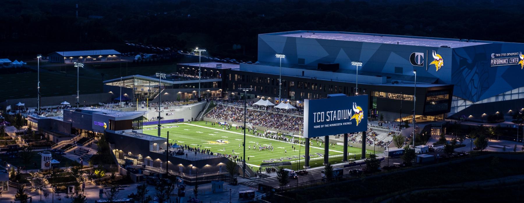 TCO stadium at sunset